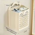 Large Capaci Folding Bathroom Laundry Basket Non perforated Wall-mounted Clothe Storage Baskets Bathroom Dirty Clothe Organizer Qme Cream White-Large