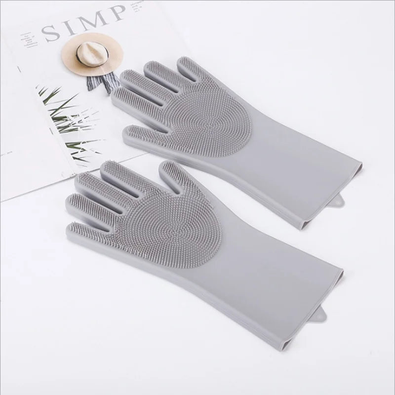 1/3/5pcs mix New Pet Dog Cat Bathing Grooming Cleaning Silicon Hair Removal Gloves Magic Dishwashing Cleanner Sponge Qme 1pcs gray