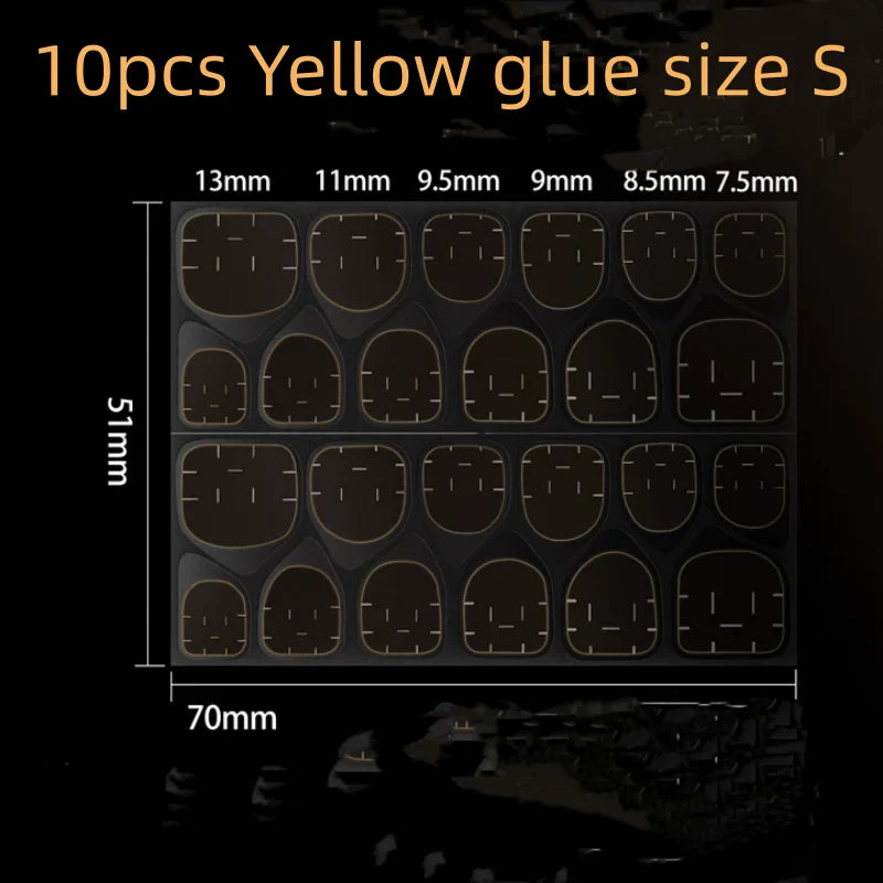 Nail Jelly Glue Double Sided False Nail Art Adhesive Tape Glue Sticker Nails Fake Press on Nails Coffin Qme 10pcs yellow S