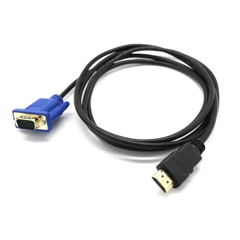 5pcs Top Quality HDMI-compatible To VGA Cable Male to Male 1.8M Video Adapter Only For HD player to HDTV Hardware Qme
