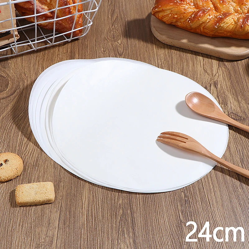50Pcs Baking Oiled Paper Circle Parchment Paper Multifunction Liner BBQ Oven Patty Hamburger Paper Steamer Liners Baking Tool Qme 24cm