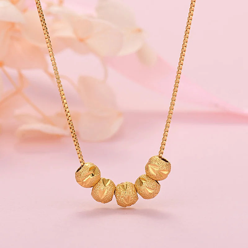 Cute Noble 925 Sterling Silver beautiful lucky beads Chain Necklace For Women Man Wedding Party Jewelry gift Qme