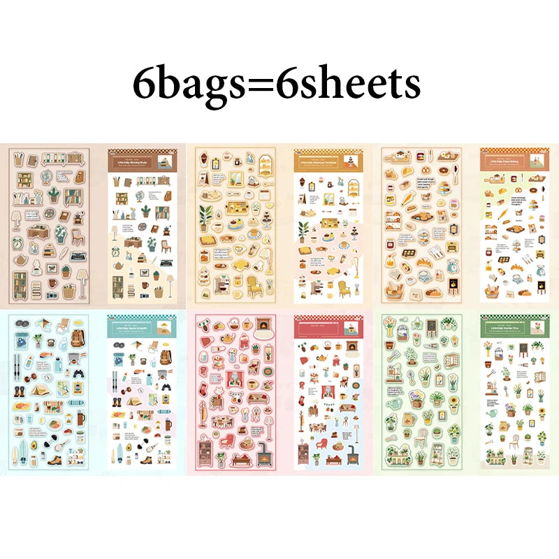Japanese Style Life & Home Goods Sticker Set, Versatile Journal Scrapbooking Supplies, Essential for Craft Lovers Qme 6 pcs