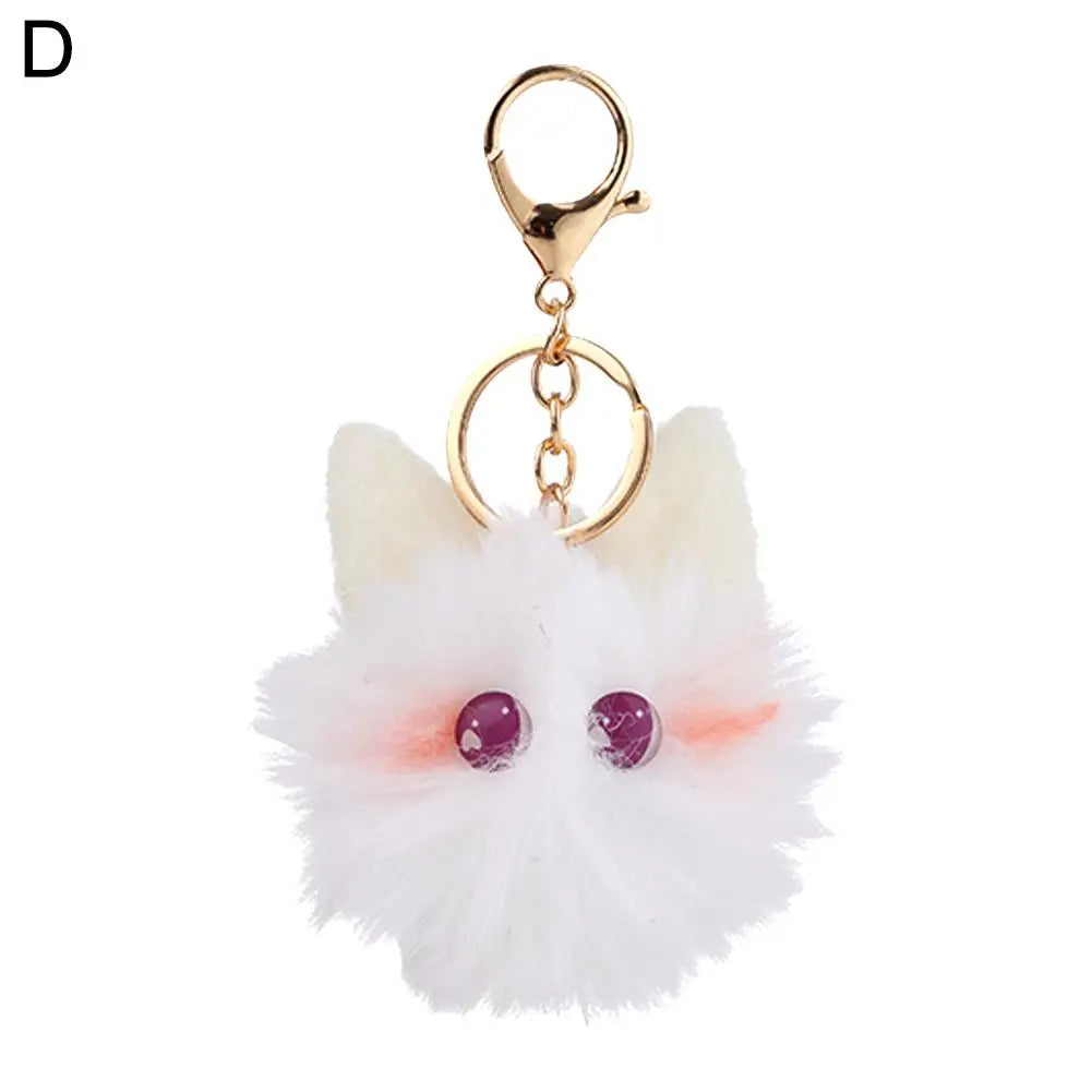 Black /White Plush Cat Keychain Kawaii Kitten Cartoon Keyring Ladies Girls Bag Pendant Hairball Keychain School Bag Key Chains Qme D