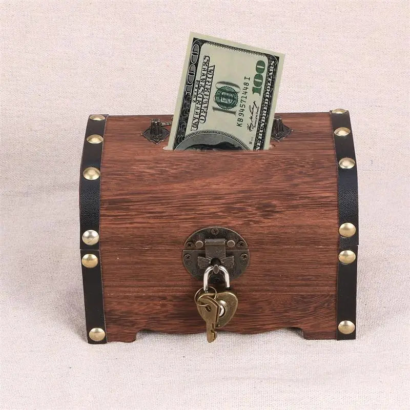Treasure Chest With Lock Vintage Treasure Storage Box Piggy Bank Organizer Saving Box Case With Lock For Home Retro Decoration Qme