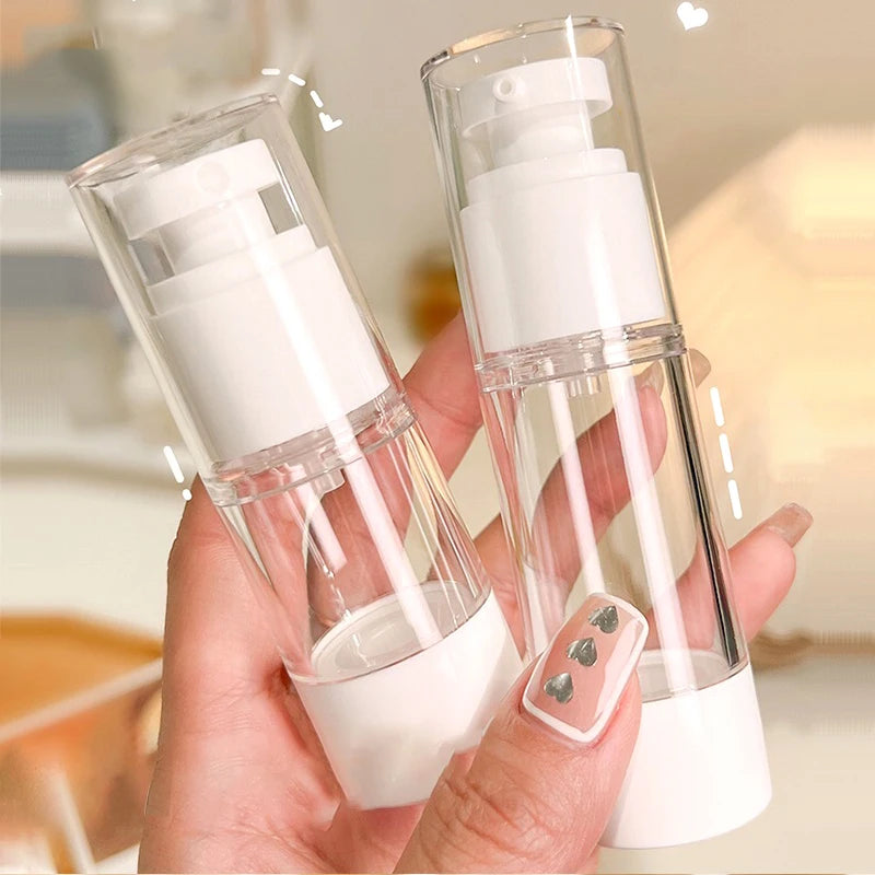 15-100ml Airless Pump Bottles Clear Refillable Vacuum Bottle Set Travel Portable Lotion and Spray Dispenser Cosmetic Containers Qme