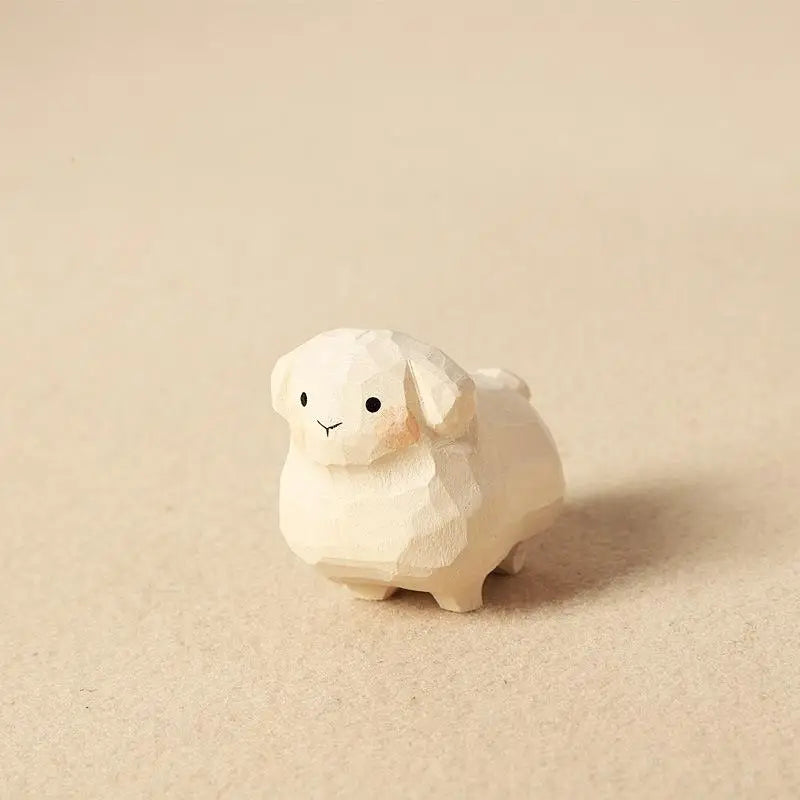 1Pcs Handcrafted Wood Figurines Handmade Wooden Sheep Ornament For Home Desktop Car Decoration Qme 1pcs