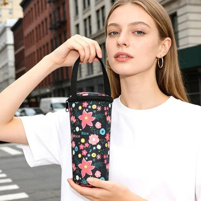 Creative Handheld Water Bottle Bag Insulated Pocket Cute Outdoor Milk Qme