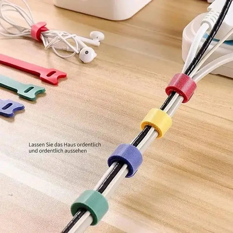 Organized Cable Setup 30 50 Reusable Hook Loop Straps Qme