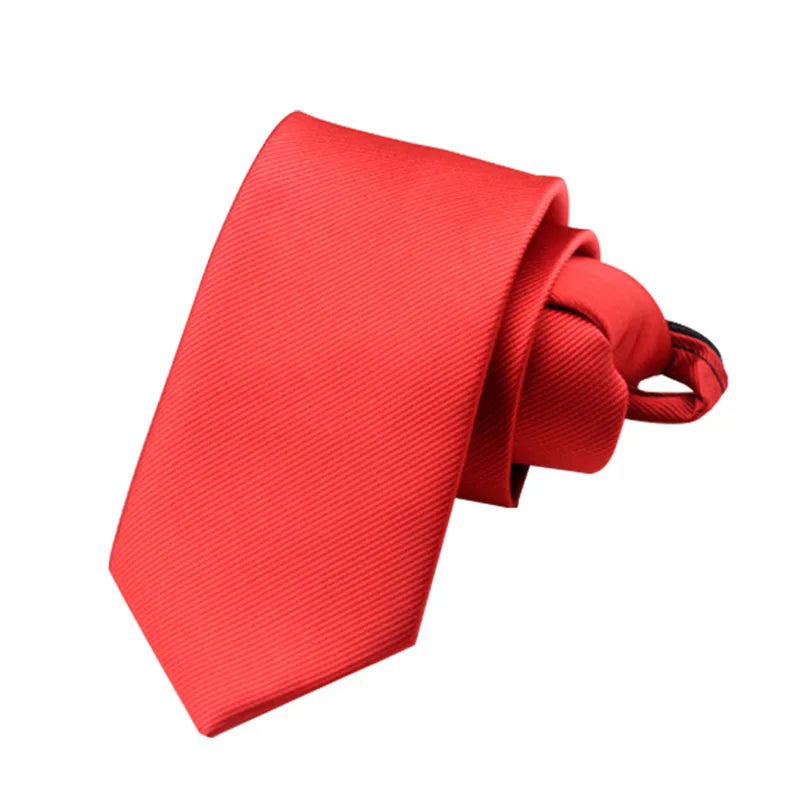 Men Tie Solid Regalia Business Stripe Clips Knot Zipper Automatic Qme rt-2