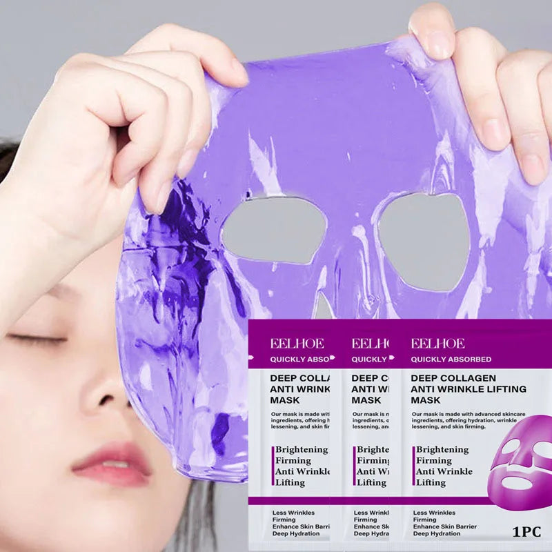 Collagen Faded Wrinkle Facial Mask Relief Sensitive Skin Reduce Fine Lines Firm Skin Whitening Moisturizing Lifting Skincare Mas Qme