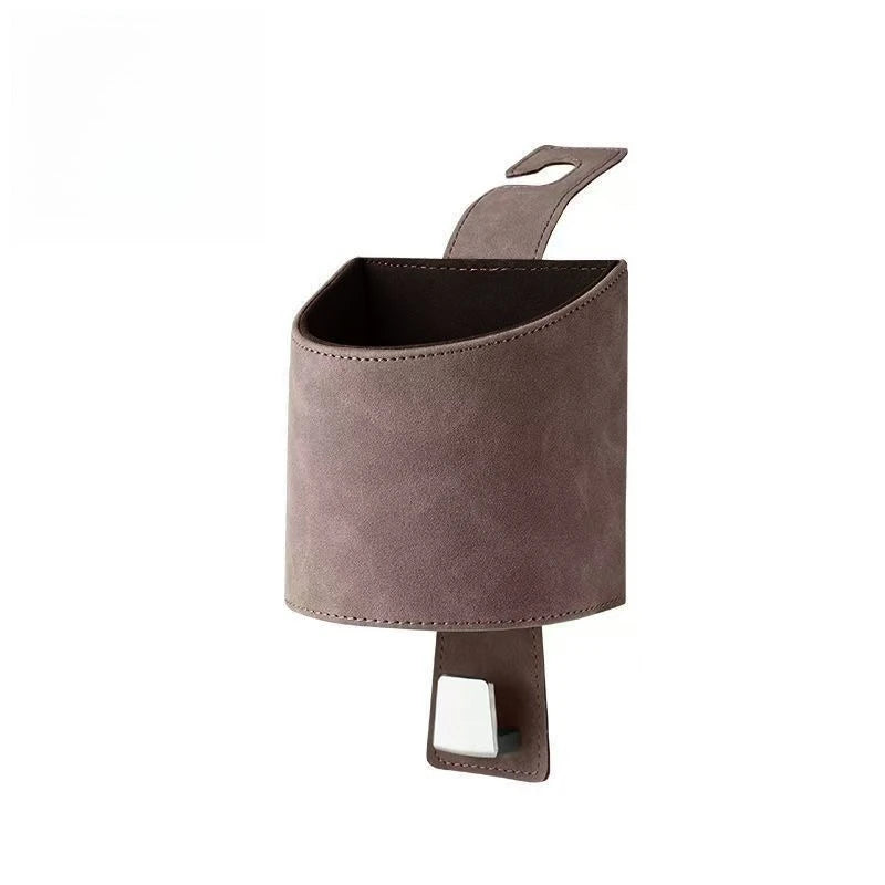 Universal 2-in-1 Car Cup Holder Seat Back Hook Suede Leather Mount Qme