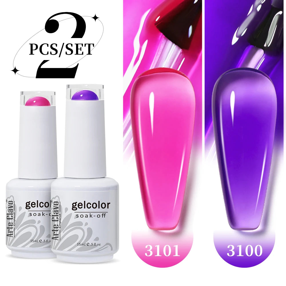 Arte Clavo Jelly Nail Gel Polish Supplies Purple Pink Red Blue Green Qme 3101-3100