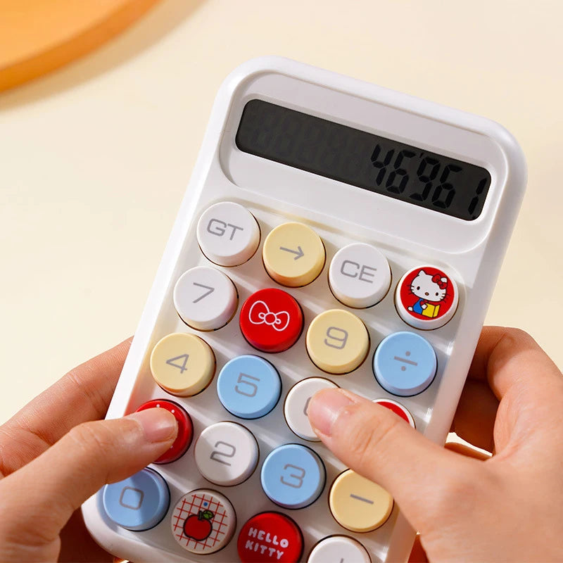 Hello Kitty Colorful Button Calculator Stylish Mechanical Buttons in Jelly-Like Colors For Students, Accountants,and Office Use Qme