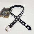 Fashion PU Leather Cross Shaped Belt Spicy Girl Metal Punk Hip Hop Qme Black