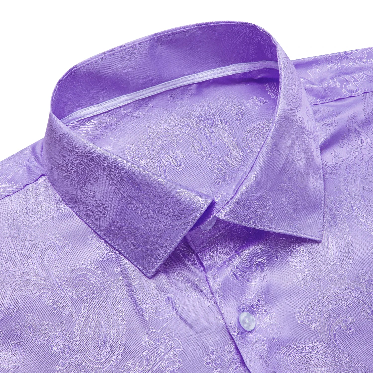 Men's Fashion Business Shirt Purple Paisley Jacquard Pattern Suitable for Everyday Casual Outings Qme