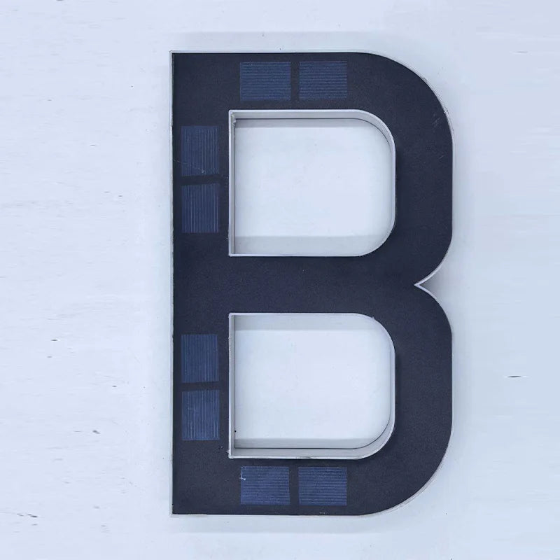 Light Sensor Solar House Number Lights Waterproof Modern LED Address Sign Outdoor Wall Decor For Home Yard Daily Use Qme 4.7 inch letter B