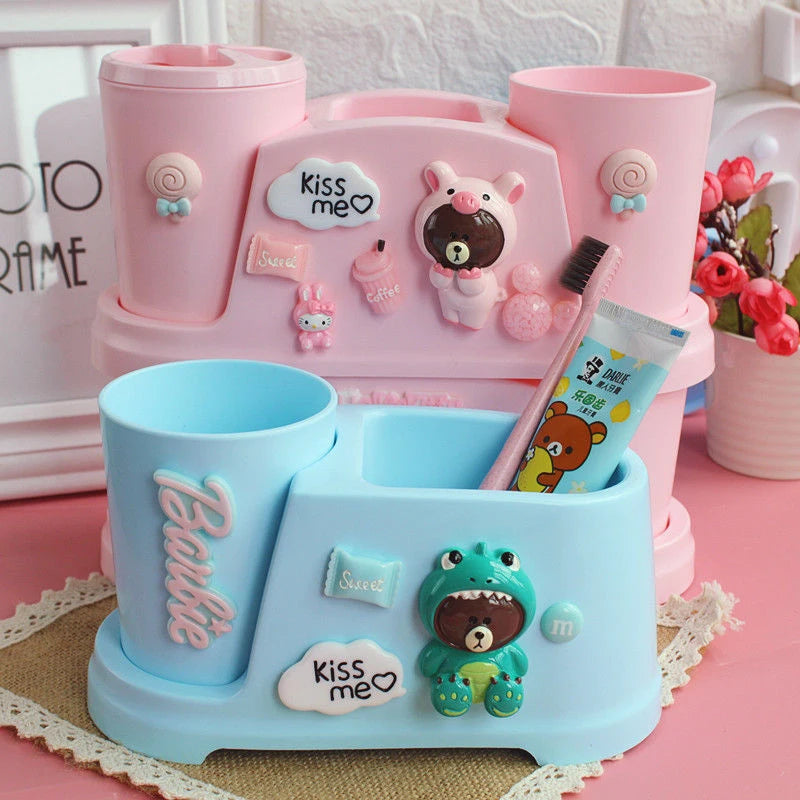 Hello Kitty Kuromi Toothbrush Holder Home Bathroom Storage Box Qme