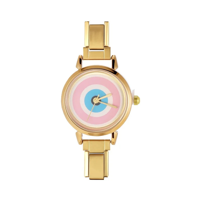 Wholesale Fashion Gold Sliver Round Women Watch Luxury Analog
