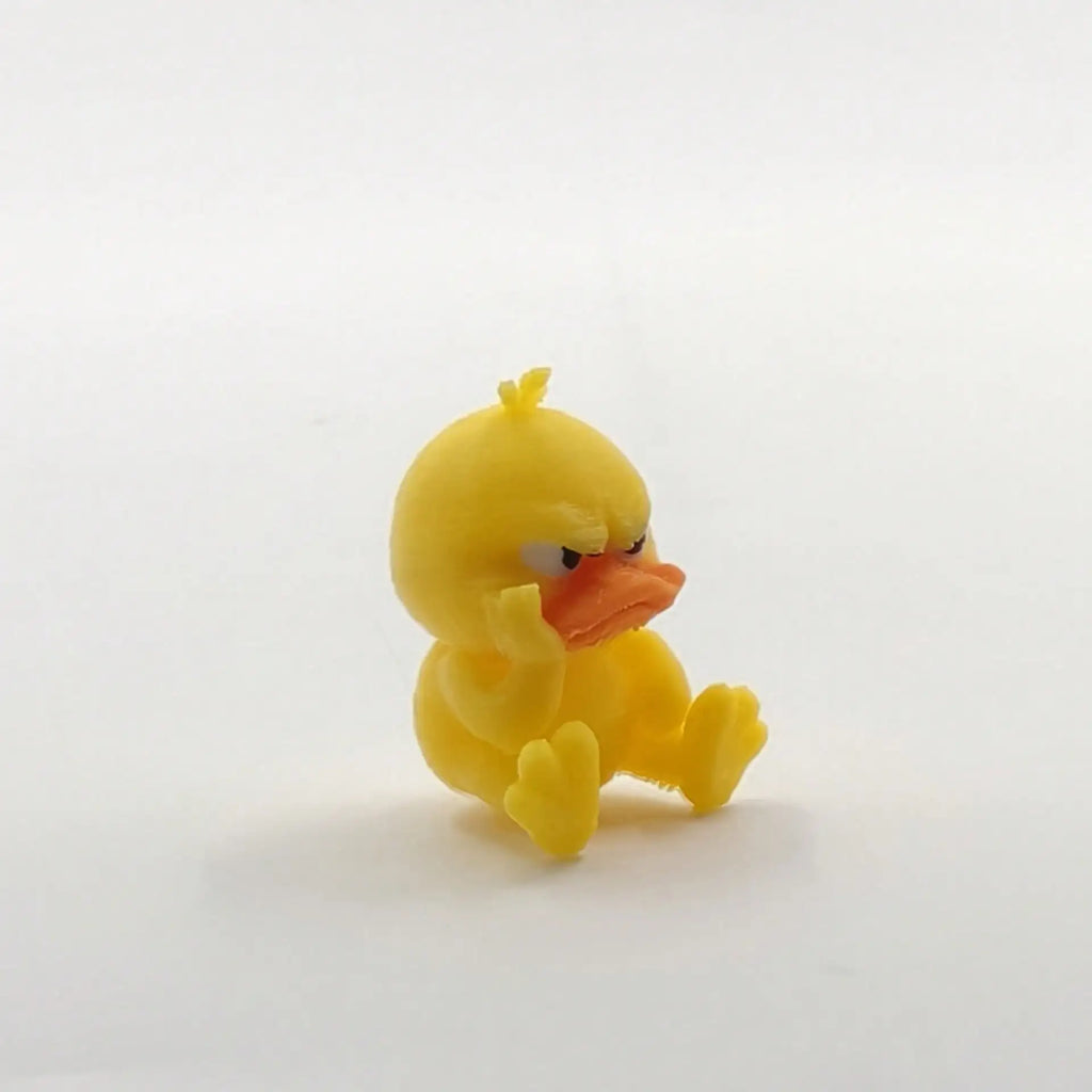 Angry Yellow Duck Statue Funny Figurine Expressive Face Crossed Arms Qme