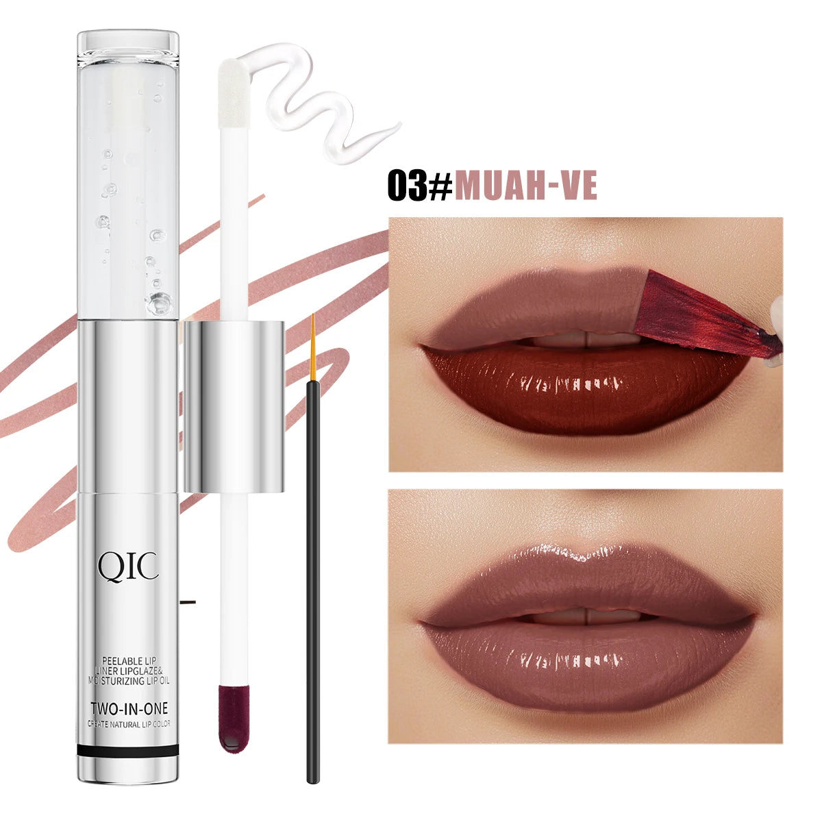 QIC Waterproof Lip Liner Peel Off Tattoo Lipgloss Long Lasting Matte Lip Tint Brown Contour Tear-off Lips Stain Cosmetic Qme Q930-3