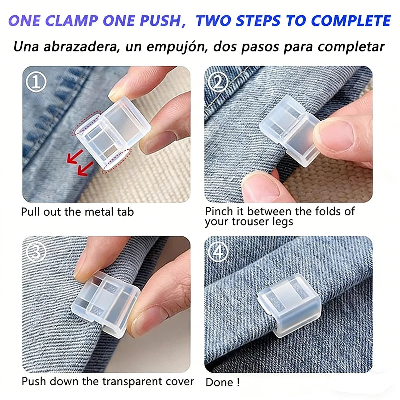 4~10PCS Invisible Leg Shortening Clip, Non-Slip Pants Edge Clip, Quick Fix Hem Clip, Hidden Pants Adjuster, Sewing Accessories Qme