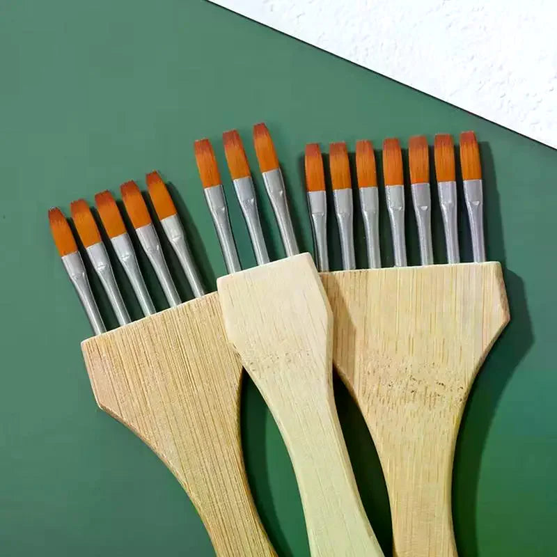 Round Flat Multi-tooth Comb Brush Nylon Wool Bamboo Handle Watercolor Qme