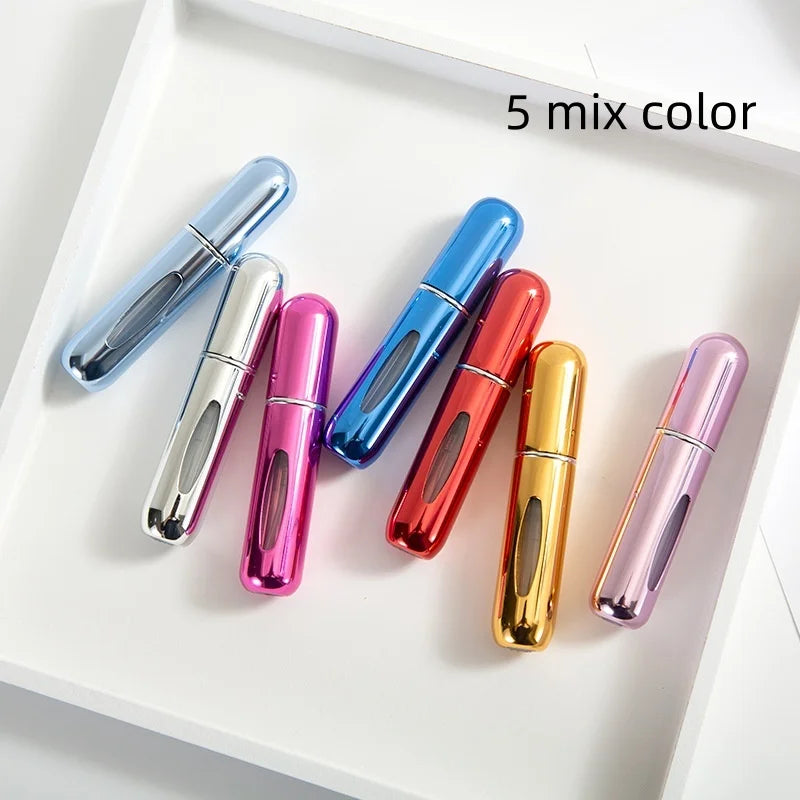 1/3/5/10pcs travel Leak portable mini perfume bottle with Bottom Fill Function aluminum refillable 5ml spray bottle Qme 5 mix color Metal 5ml