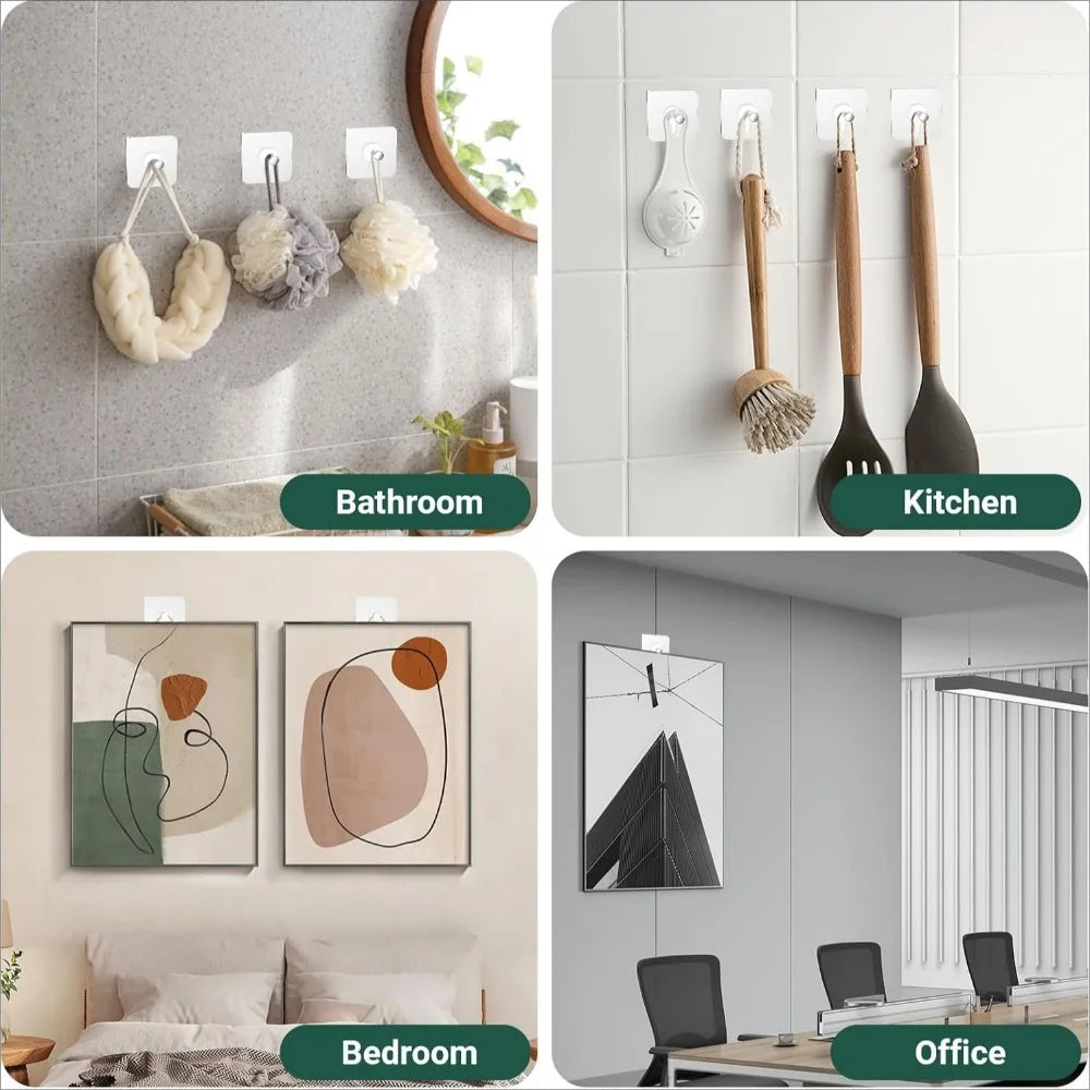 5-50PCS Adhesive Hook No Punching Photo Frame Painting Wall Nail Waterproof Kitchen Bathroom Screw Hook Bathroom Wall Organizer Qme