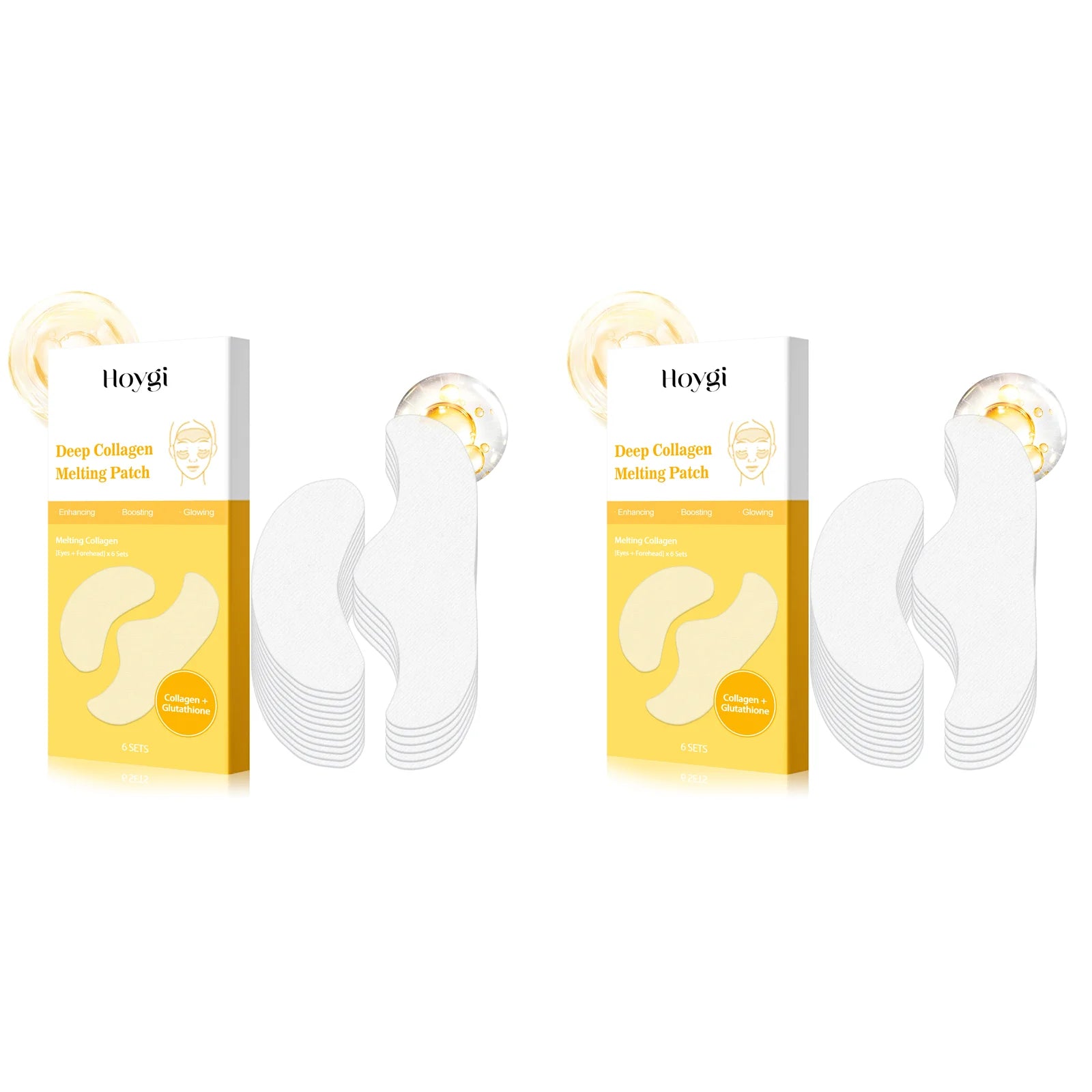 Collagen Protein Water Soluble Patches for Forehead Eye Area Absorbable Elasticity Firming Moisturizing Essence Patch Face Care Qme 12Pcs