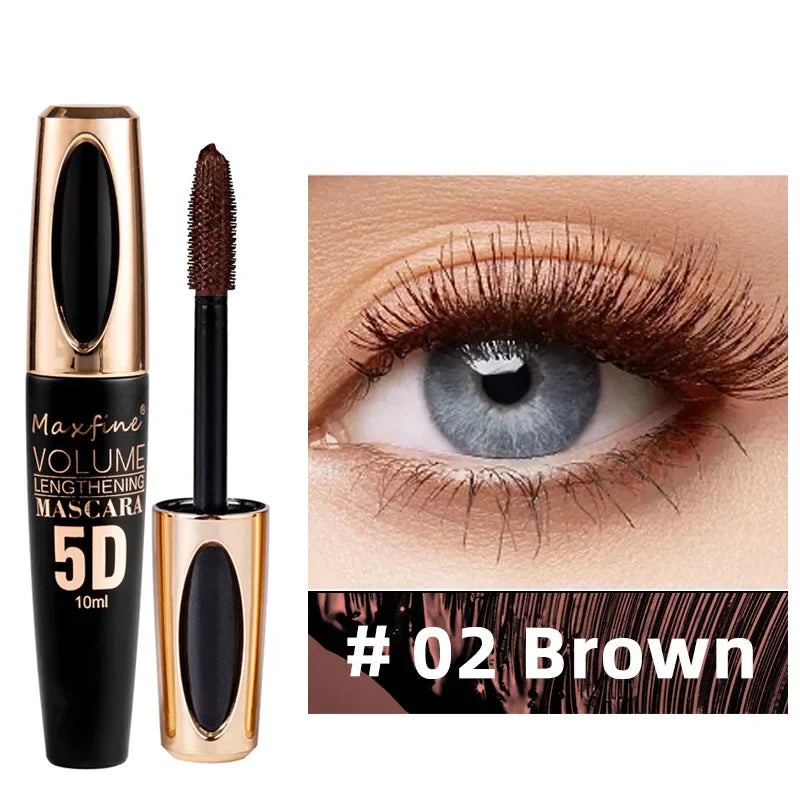 Waterproof Anti-sweat Mascara Lengthens Eyelashes Extension Blue Silk Fiber Mascara Female Non-smudge Mascara Makeup Cosmetic Qme 02 Brown