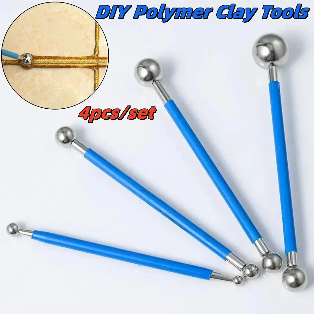 4pcs/set DIY Stainless Steel Tile Grout Ball Floor Seam Pressing Ball Tile Texture Roller Wall Joint Repair Paint Roller Tool Qme
