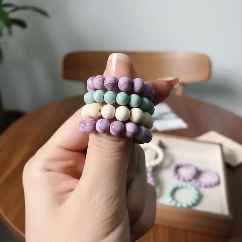 Korean Ins Sweet Ink Wash Ceramics Beaded Bracelet For Women Girls Party Jewelry Gift Elastic Beaded Chain Accessories Qme