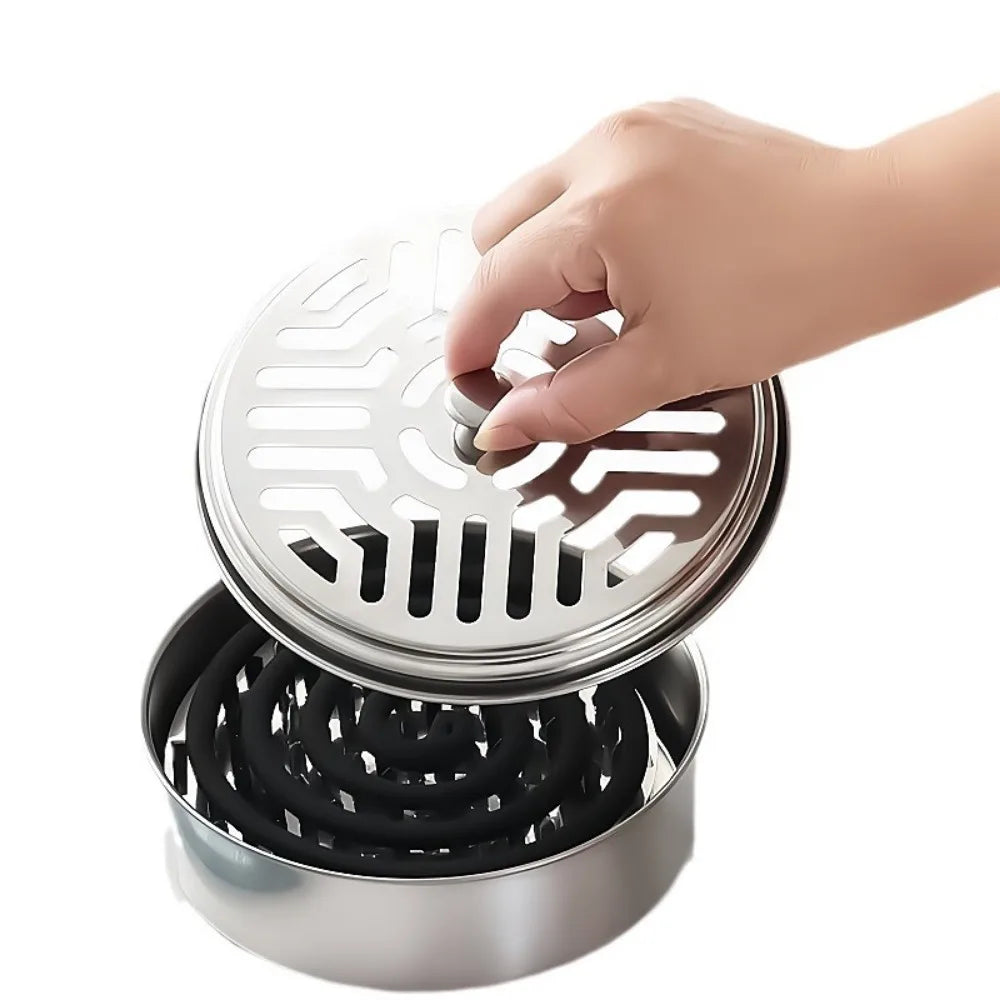 Stainless Steel Mosquito Repellent Incense Box fireproof incense burner rack Portable With Cover Ash Tray Household Decoration Qme