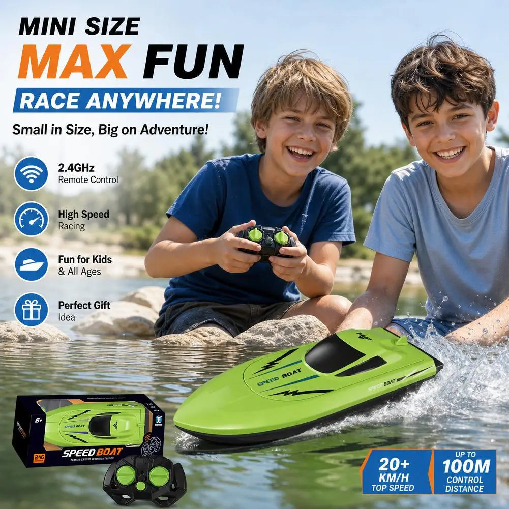 Remote Control Boat Waterproof Electric Toy Speedboat Swimming Pool Qme