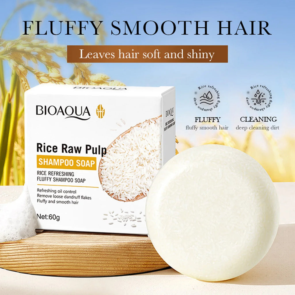 Rice Puree Essence Fluffy Solid Shampoo Bar Deep Cleaning Mild Qme