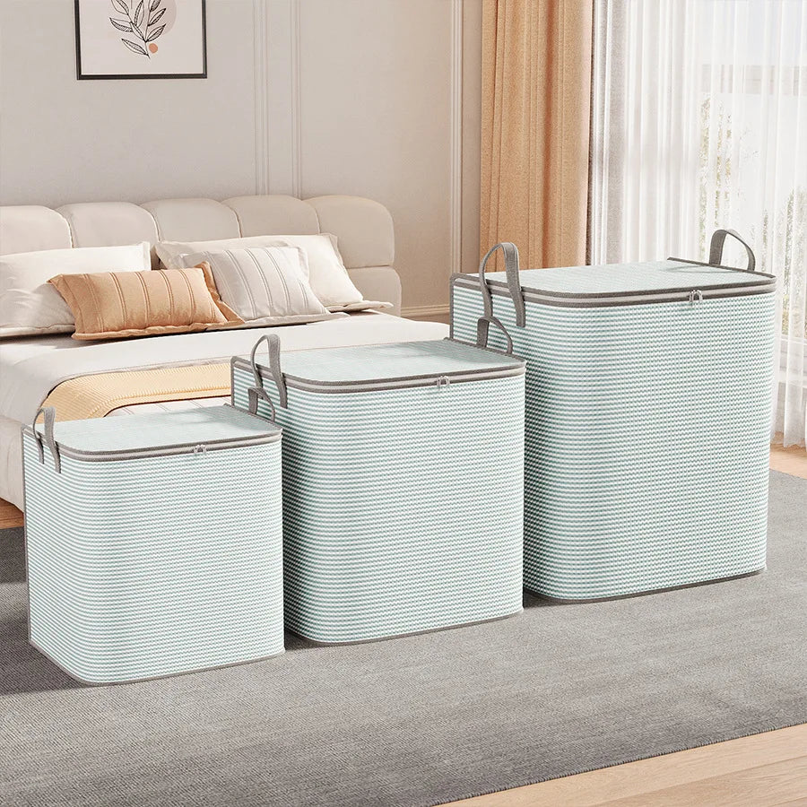 Large Capacity Foldable Storage Box for Clothes Quilts Moving Packing Storage Bag Household Organization for Blankets Clothing Qme