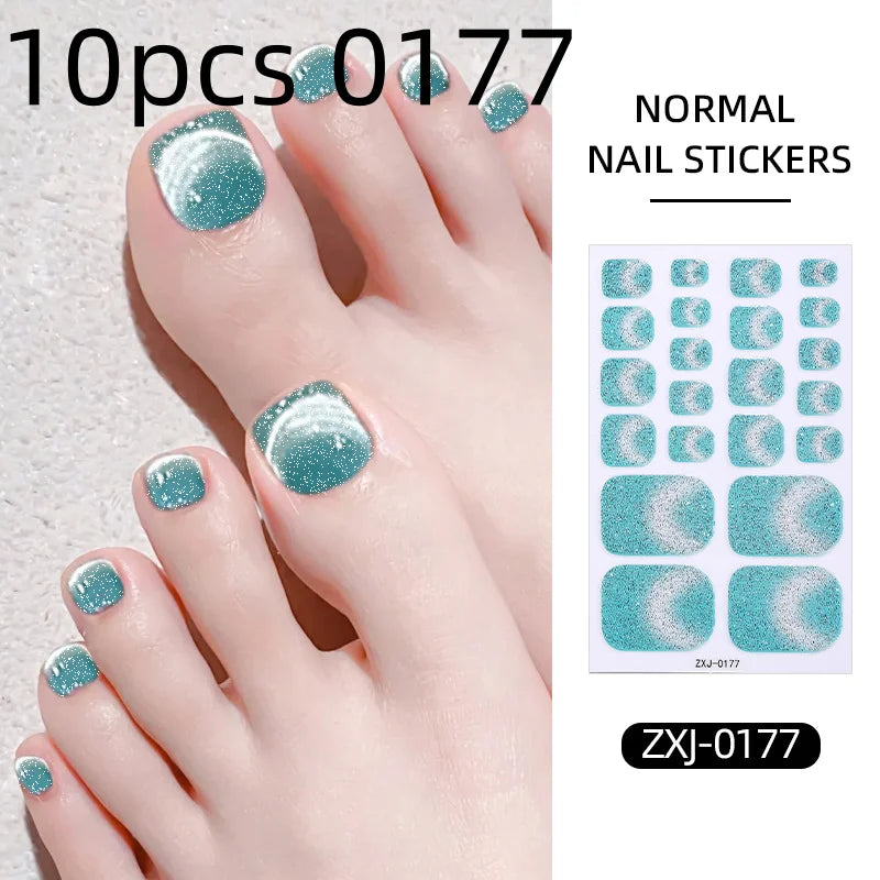 Cat Eye Style Nail Art Stickers Self adhesive Stickers For Toe Nails Full Cover Toenail Polish Stickers DIY Foot Decals Qme 10pcs 0177