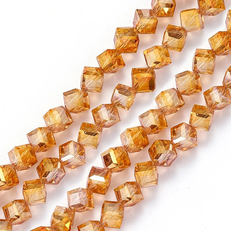 4-8mm Cube Crystal Glass Beads for Jewelry Making Faceted Square Crystal Glass Beads for Bracelet Earring Necklace DIY Craft Qme Color 14 6mm-78pcs