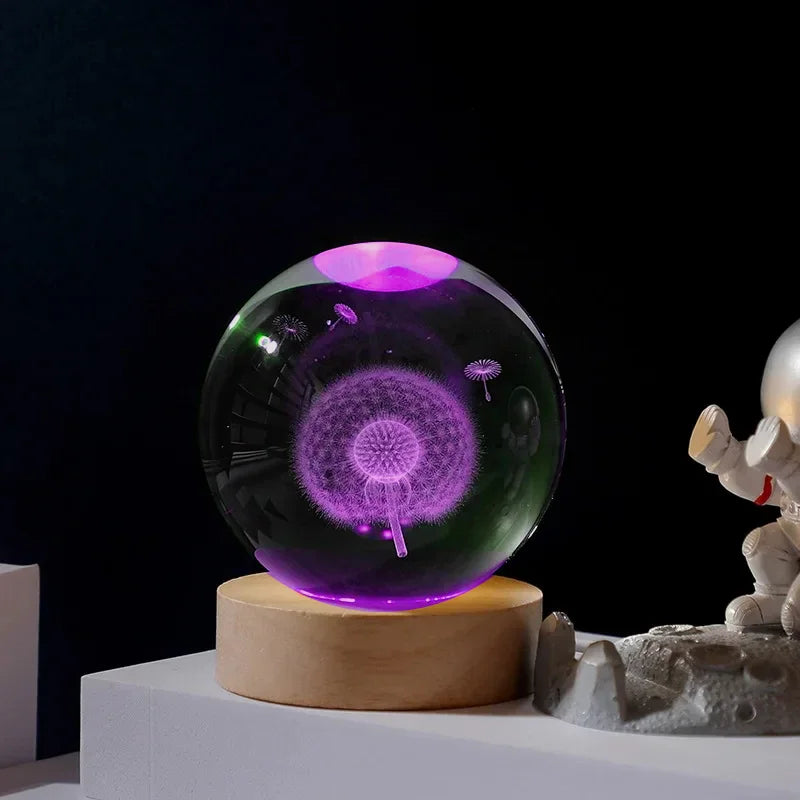 3D Colored Luminous Crystal Ball Astronomy Galaxy Crystal Sphere Beside Lamp Solar System Glassic Snow Globe Desktop Decorations Qme Dandelion