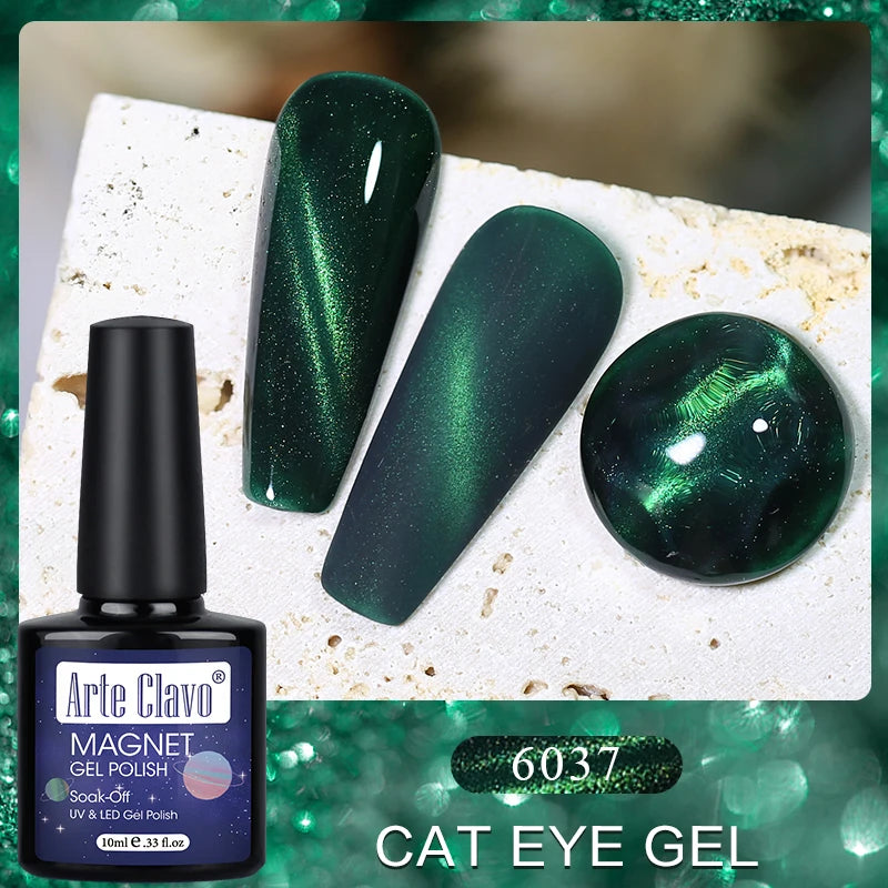 Arte Clavo Cat Eye Magnetic Gel Polish Green Red Semi Permanent Soak Qme