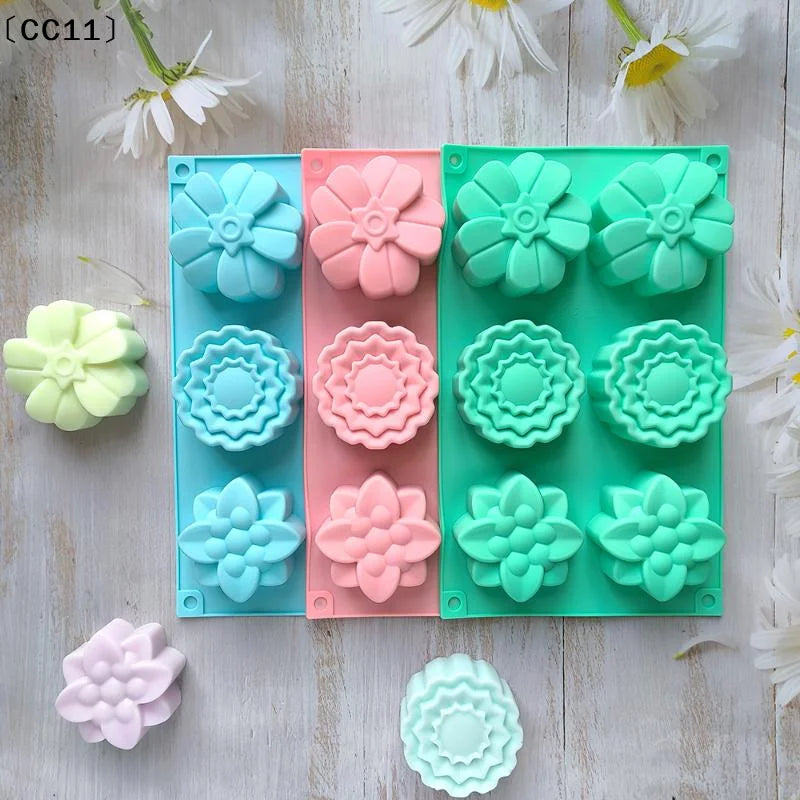 6 Cavity Flowers Silicone Mold DIY Handmade Fondant Cake Baking Qme