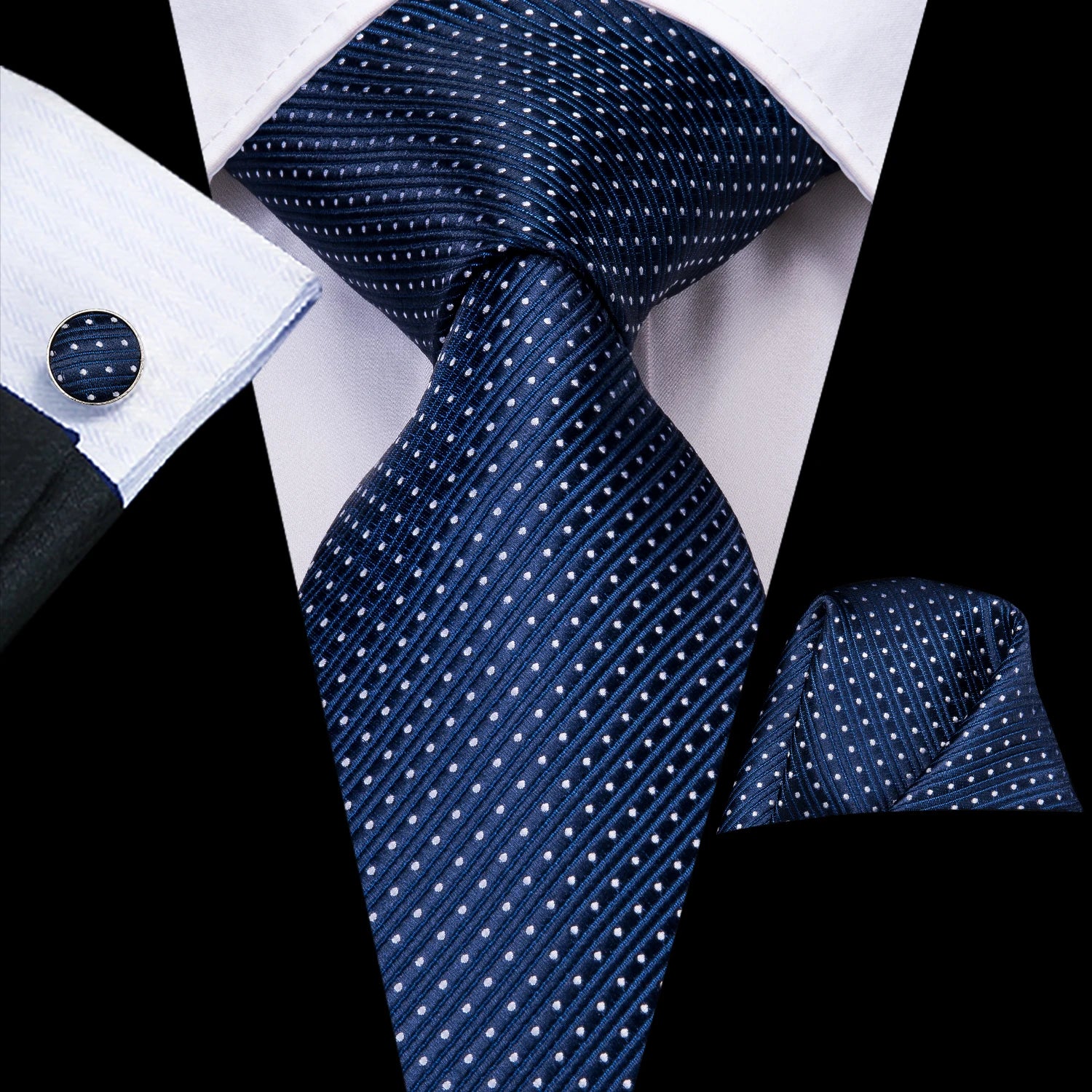 Tie Men 3-Piece Wedding Accessories Cufflinks Pocket Handkerchief Qme DPTH-LDSN3226