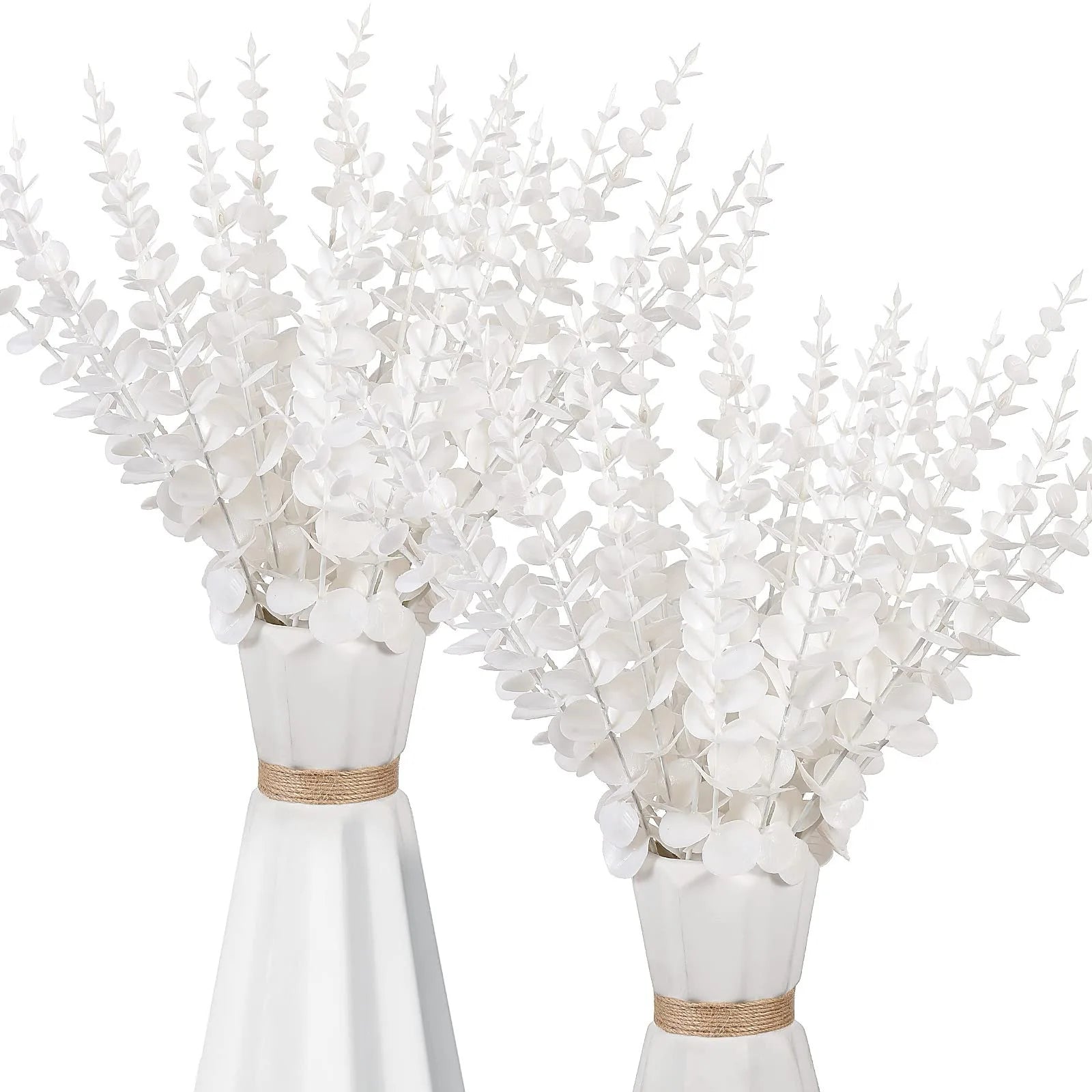 20/10PCS Artificial Eucalyptus Leaves Artificial Plants Tree Stems Flower Wreath Bouquet Garden Decorations Home Accessories Qme White 20pcs