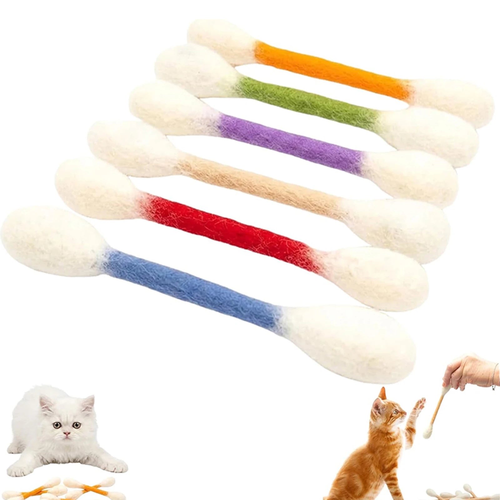 6pcs Felt Cotton Swab Cat Mint Interactive Tooth Cleaning Cat Toy Cat Giant Interaction Toy Soft Interesting Cat Pet Gift Qme