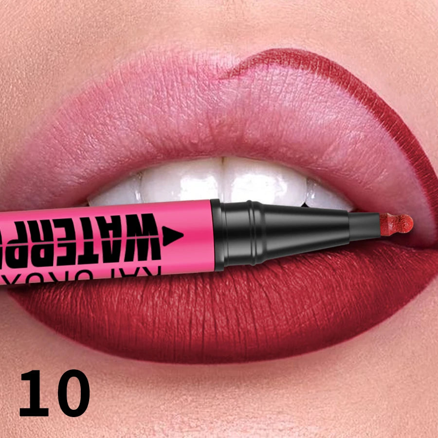 Liquid Matte12-Color Lipliner Pencil Waterproof Plumping Stain Qme 10