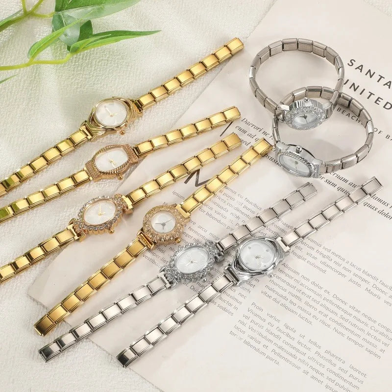 Fashion High Quality Men Women's Stainless Steel Oval Round Shiny CZ Zircon Watch Bracelet For Friend Birthday DIY Jewelry Gifts Qme