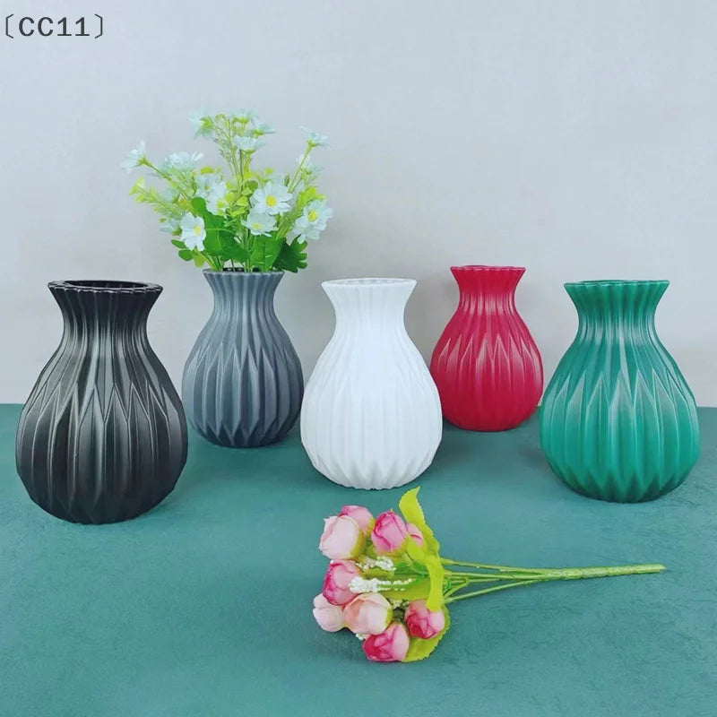 CC11Nordic Flower Vase Imitation Ceramic Plastic Living Room Desktop Qme