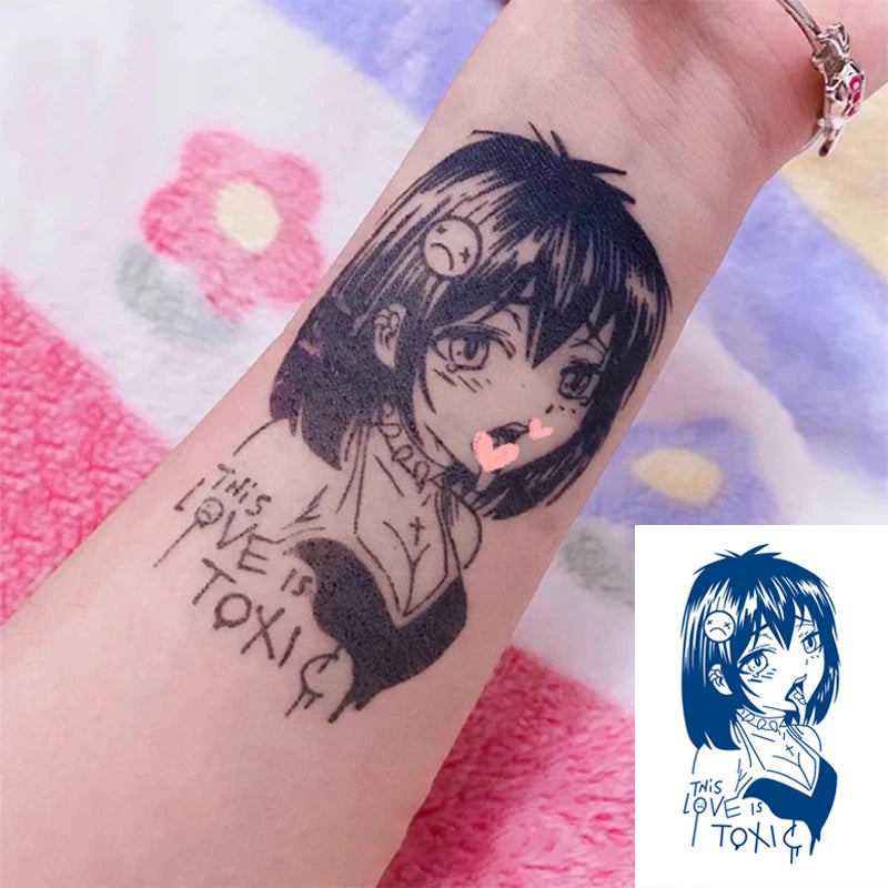 Anime Style Girl Fruit Juice Tattoo Stick Herbs Waterproof Non-Reflective Long-Lasting Two Weeks Body Art for Teens & Adults Qme
