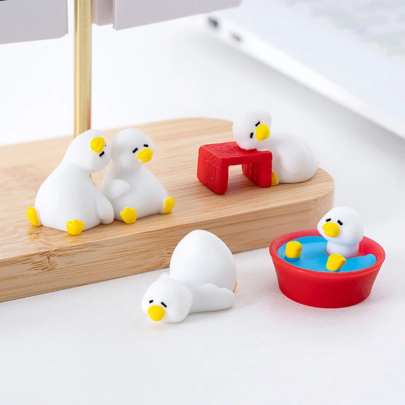 Cute White Duck Animal Micro Landscape Ornaments Home Desk Decoration Qme